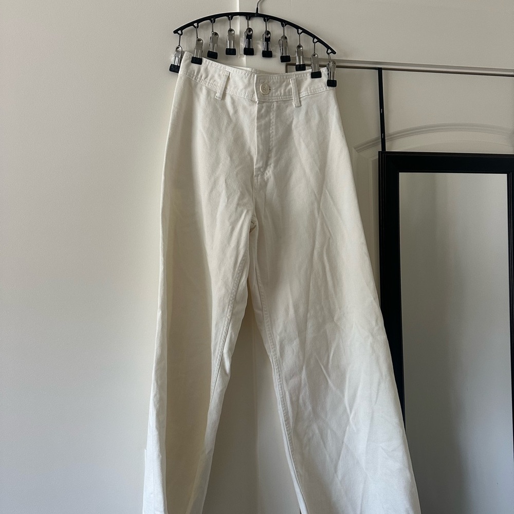 Zara Cream Wide-Leg Pants
